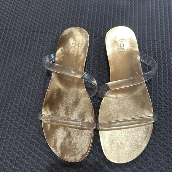 GUESS Gold Sandals with Clear strap 7.5M - Picture 2 of 4